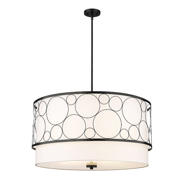 Z-Lite Kendall 5 Light Pendant, Matte Black & White 197-32MB - main